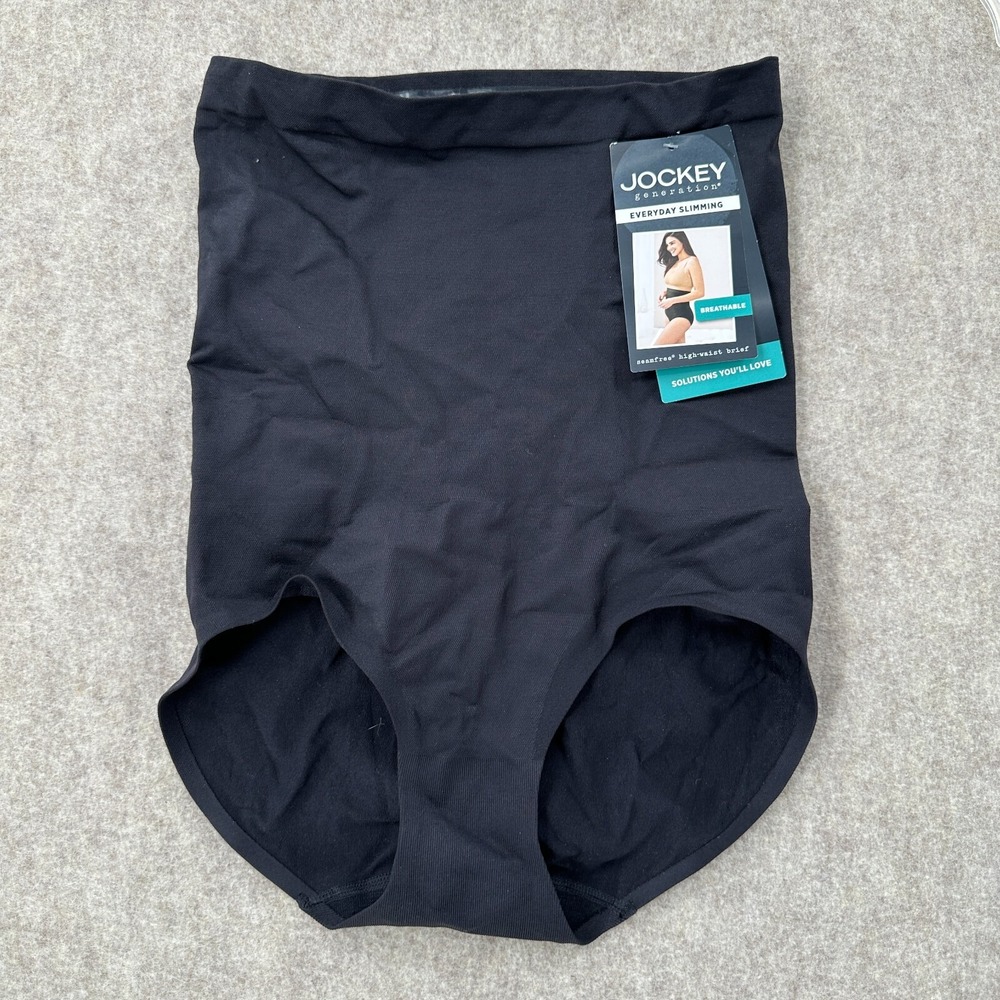 NWT JOCKEY Generation Everyday Slimming Black High-Waist Seamless Briefs Size XL